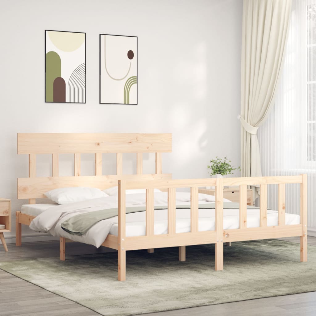 Bed Frame Without Mattress Double Solid Wood Pine