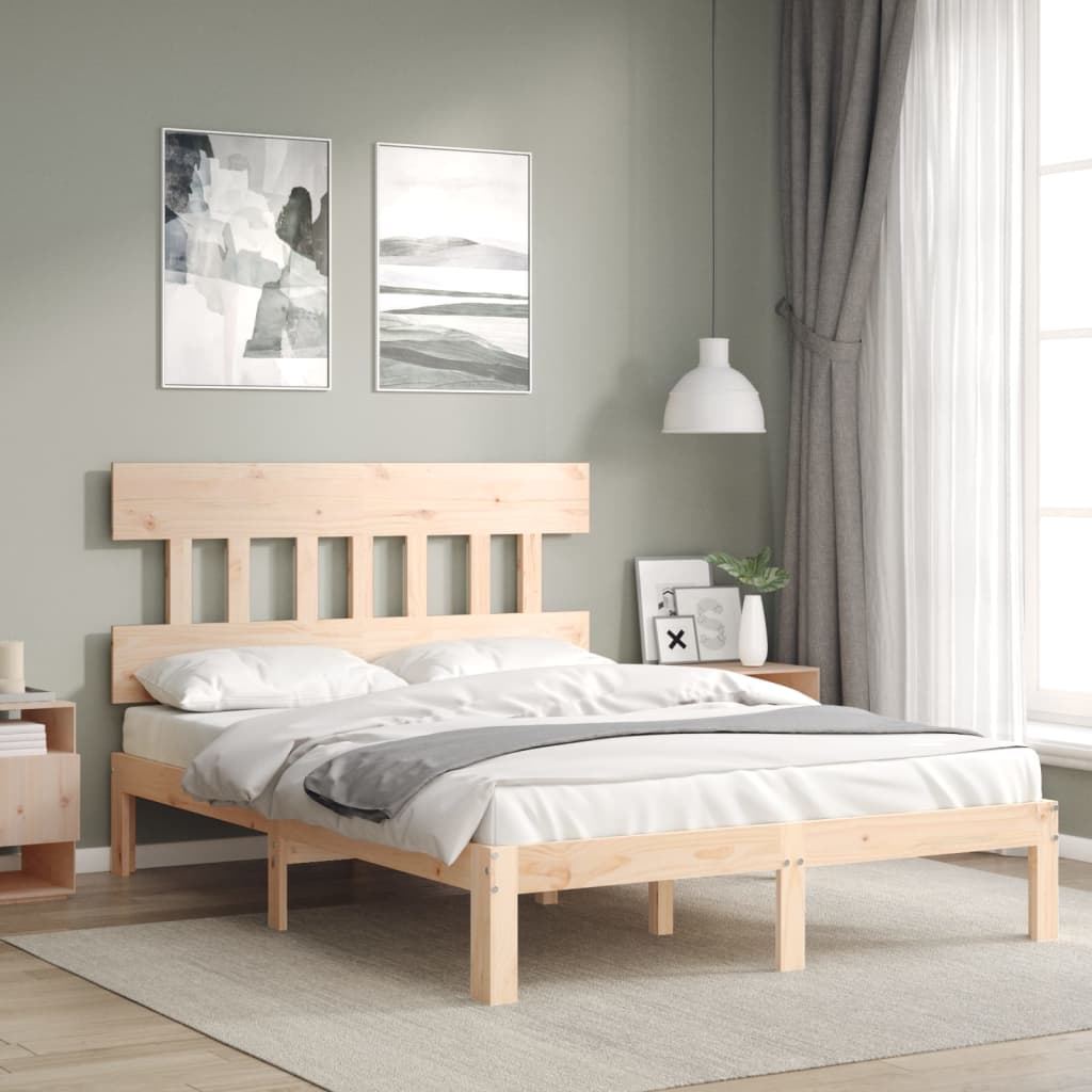 Bed Frame Without Mattress Double Solid Wood Pine