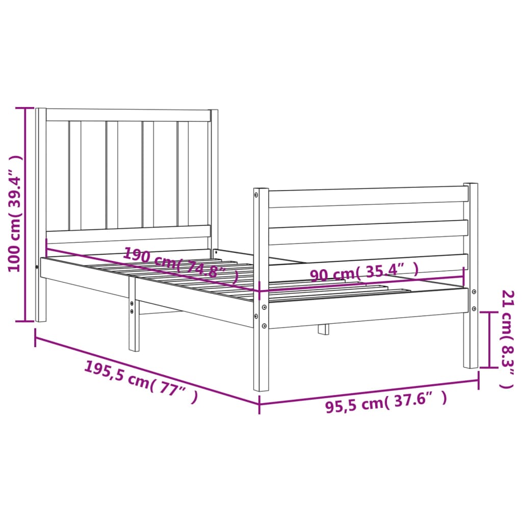 Bed Frame Without Mattress Single Solid Wood Pine