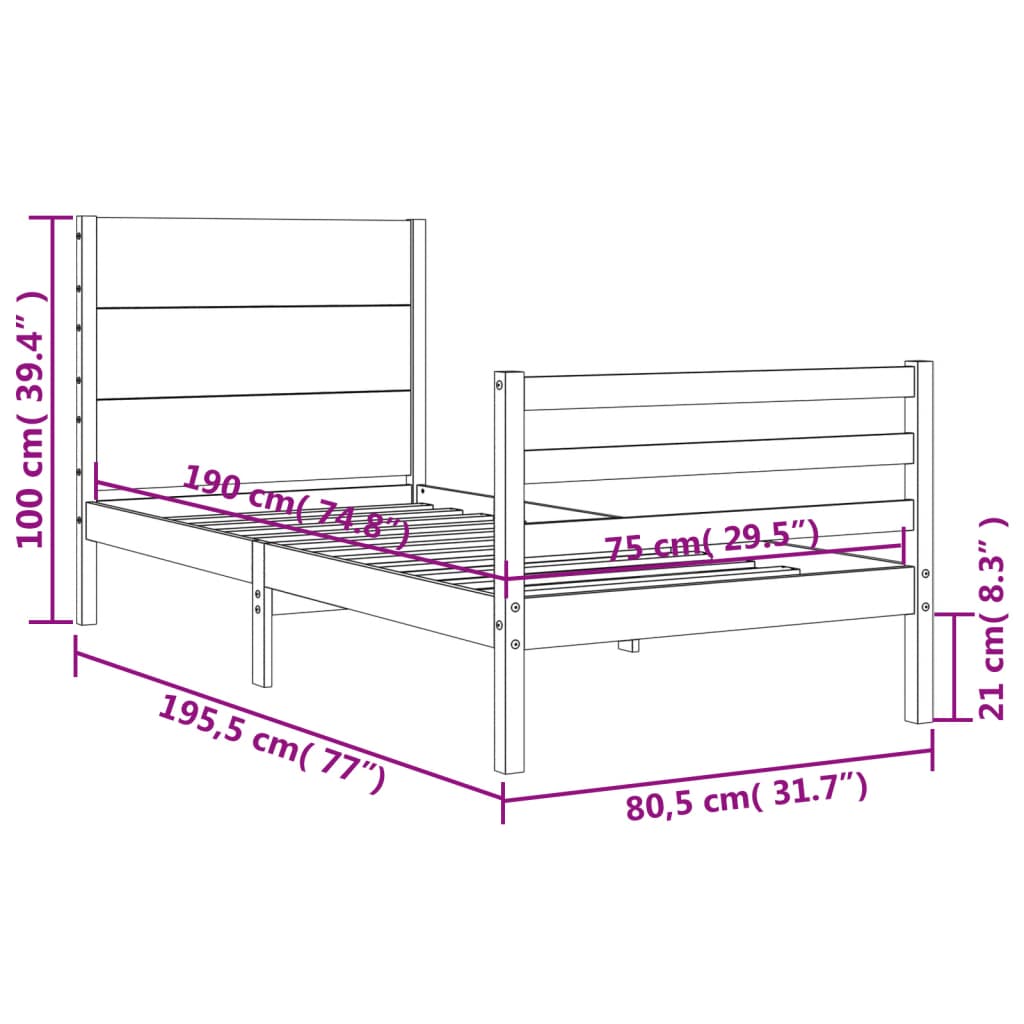 Bed Frame Without Mattress Small Single Solid Wood