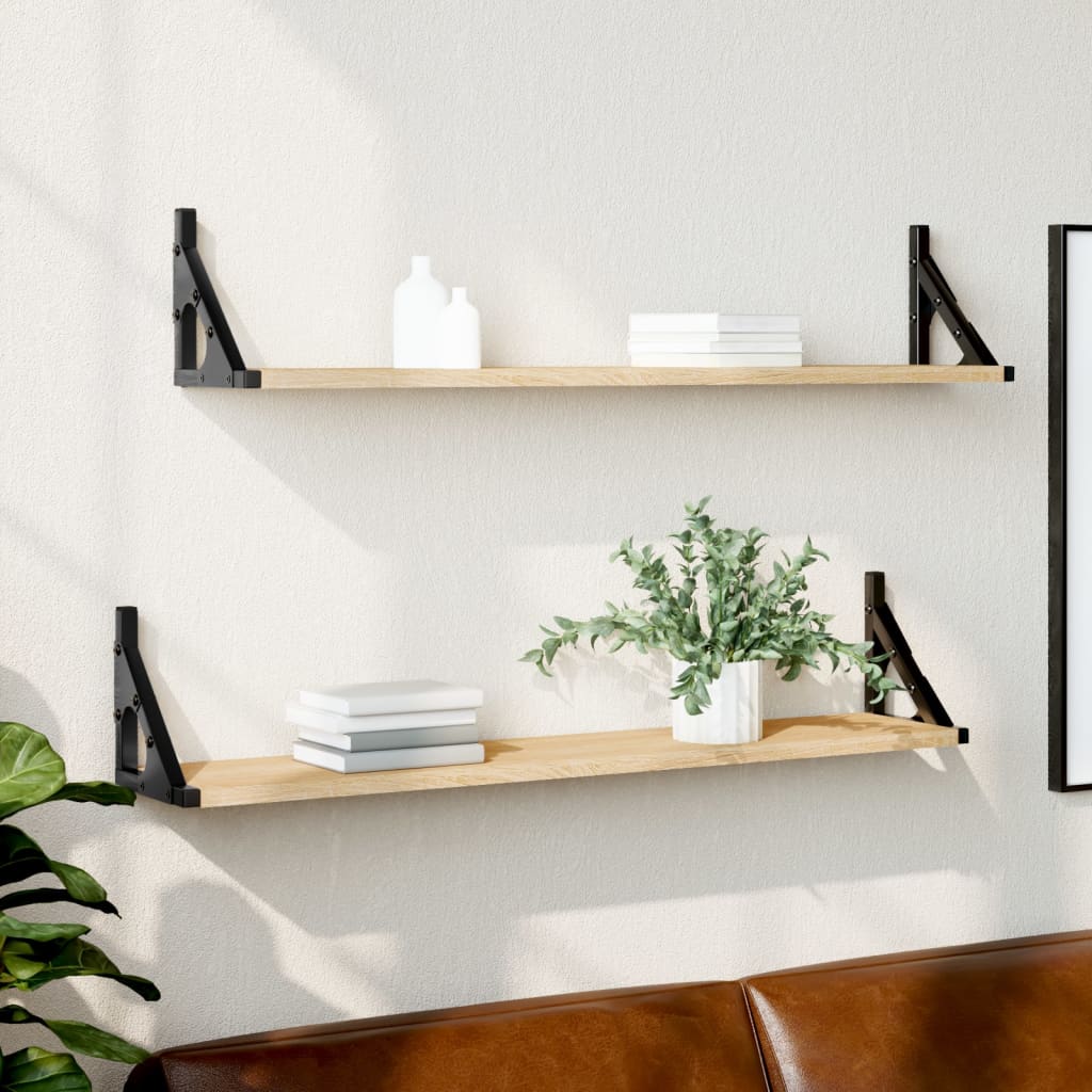 Wall Shelves 2 Pcs Engineered Wood