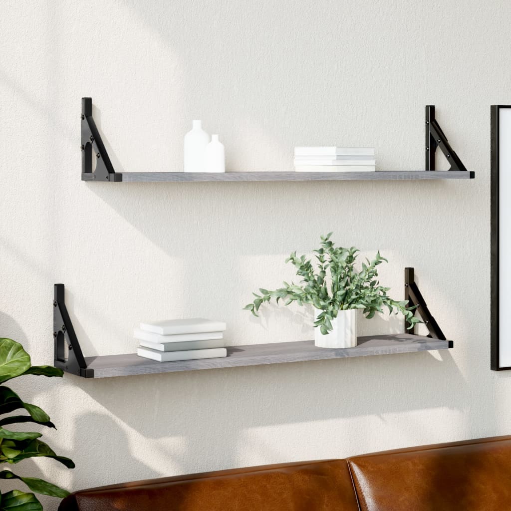 Wall Shelves 2 Pcs Engineered Wood