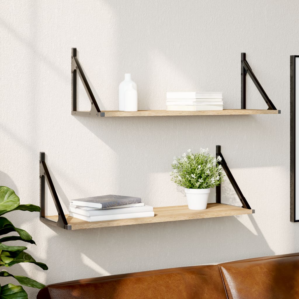 Wall Shelves 2 Pcs Engineered Wood