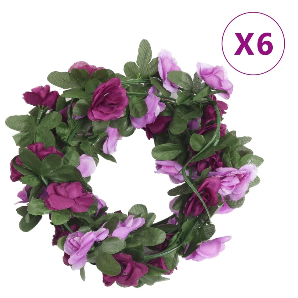 Christmas Flower Garlands 6 Pcs Spring Rose 250 Cm
