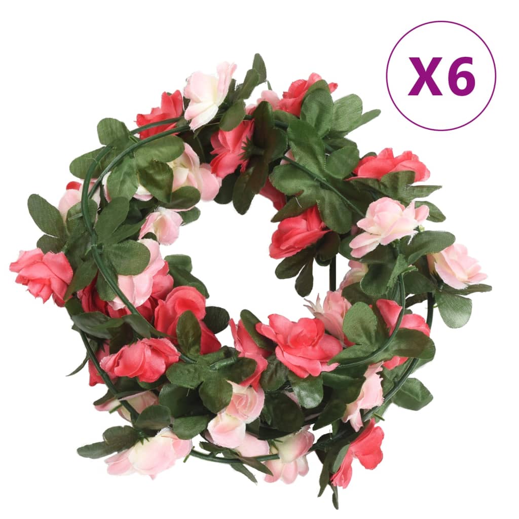Christmas Flower Garlands 6 Pcs Spring Rose 250 Cm