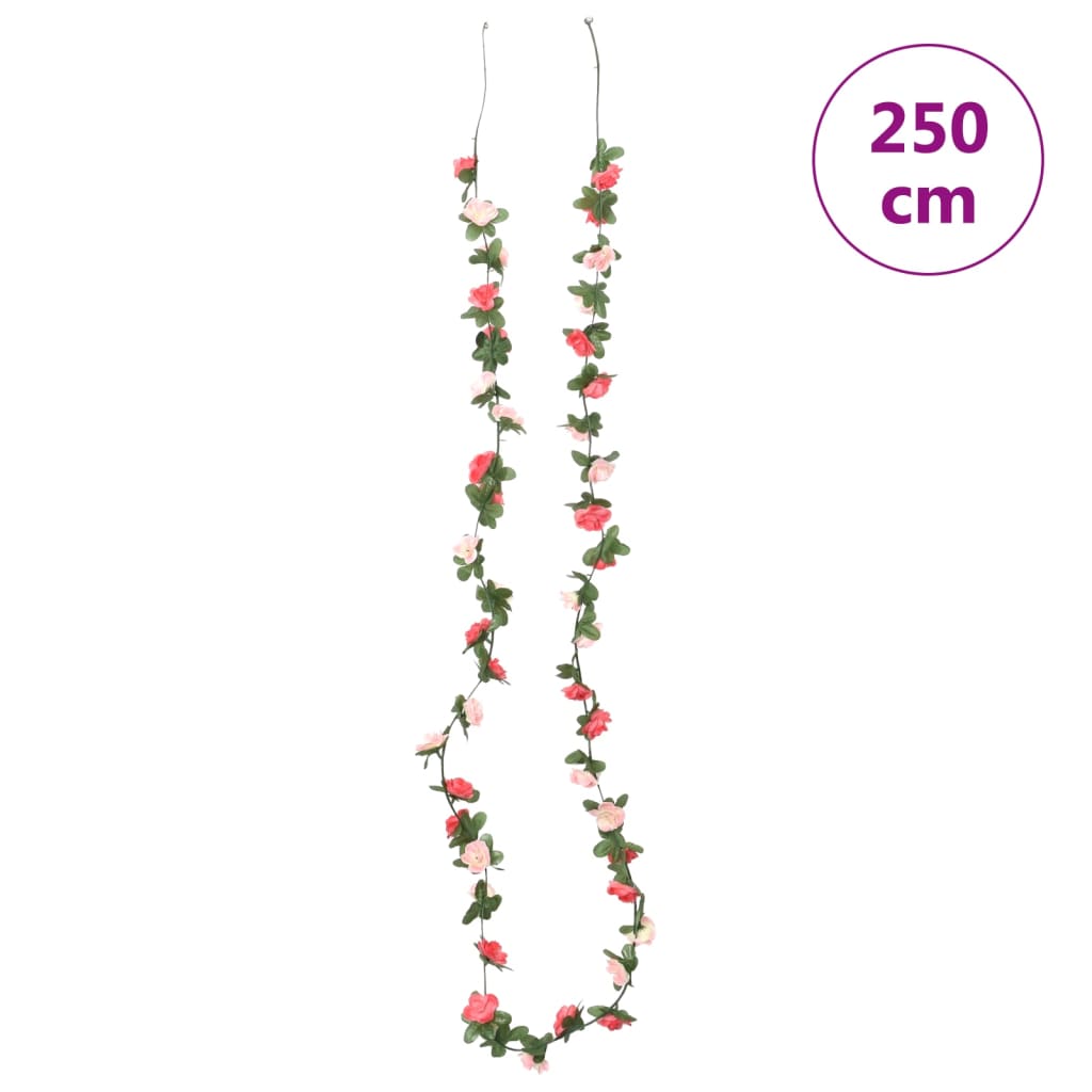 Christmas Flower Garlands 6 Pcs Spring Rose 250 Cm