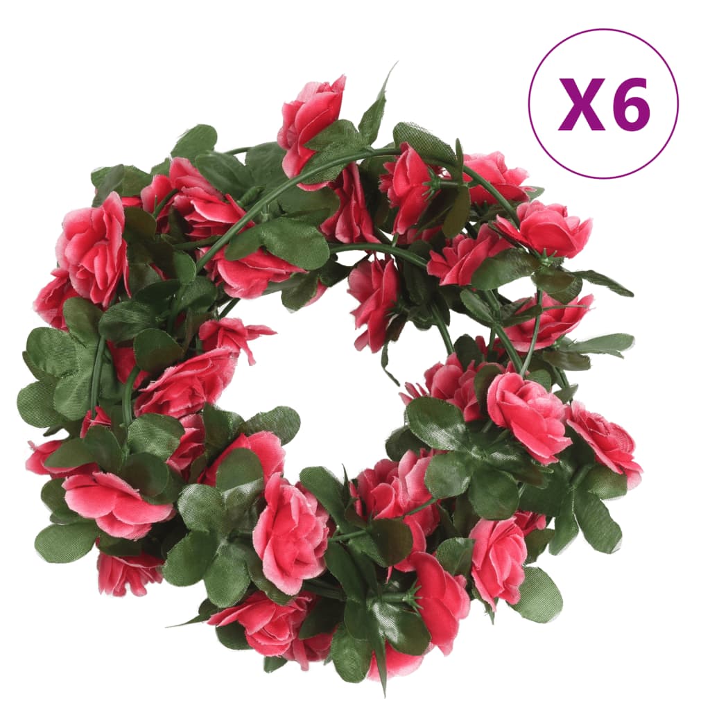 Christmas Flower Garlands 6 Pcs Spring Rose 250 Cm