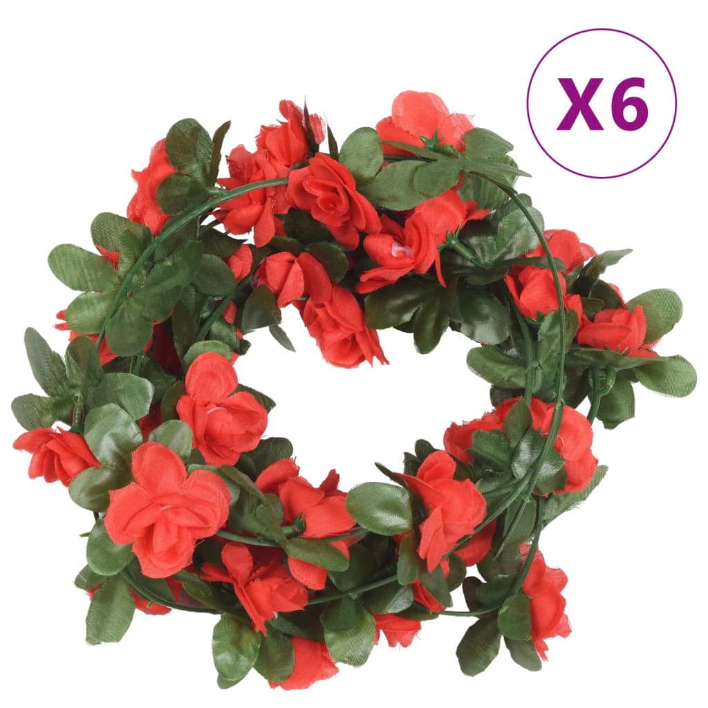 Christmas Flower Garlands 6 Pcs Spring Rose 250 Cm