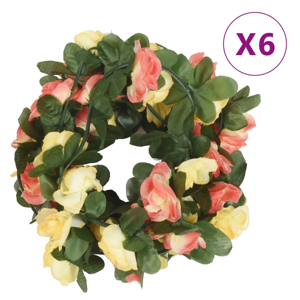 Christmas Flower Garlands 6 Pcs Spring Rose 250 Cm