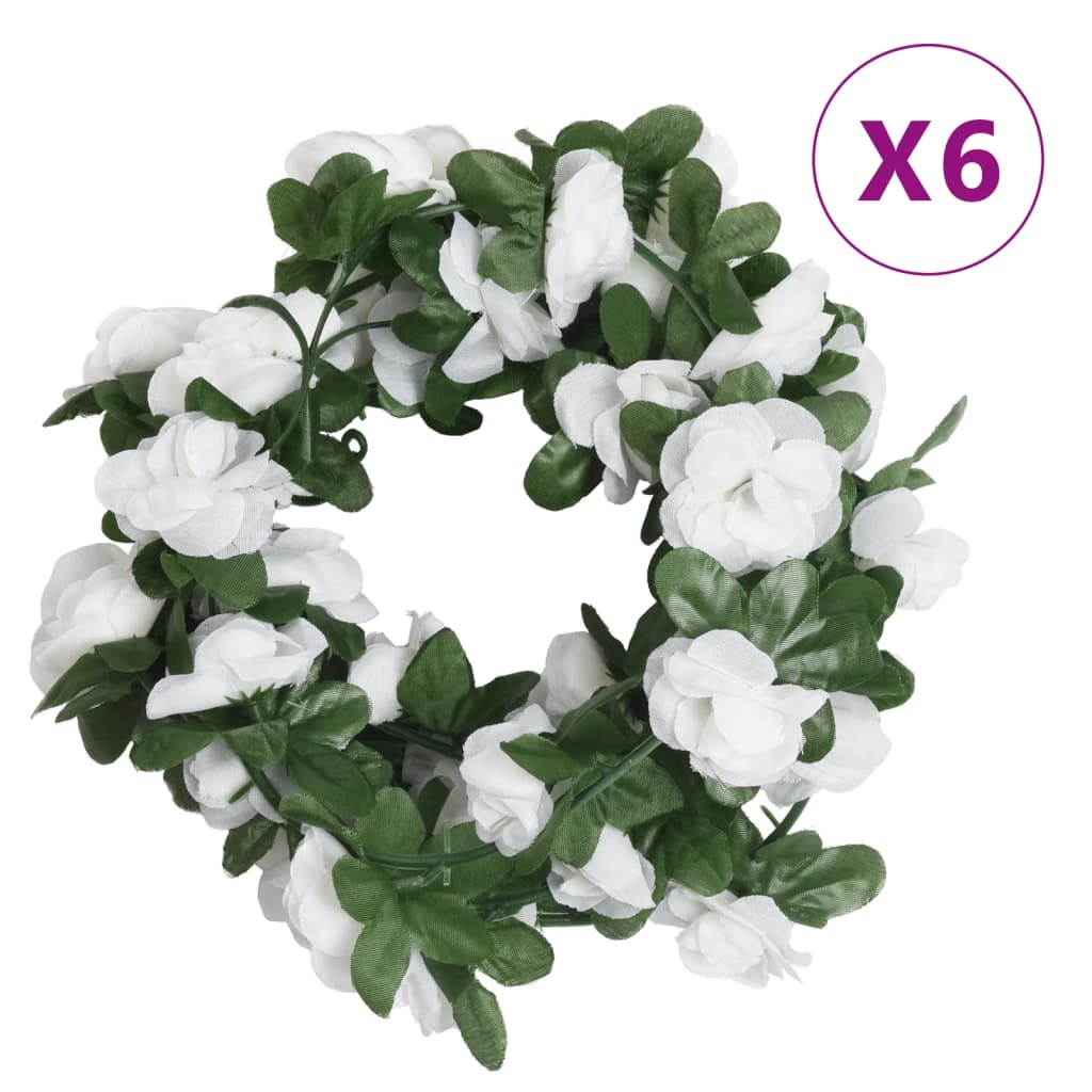 Christmas Flower Garlands 6 Pcs Spring Rose 250 Cm