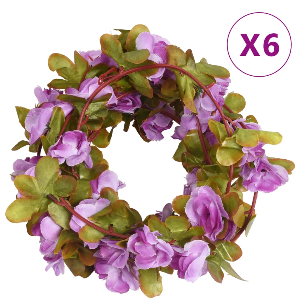 Christmas Flower Garlands 6 Pcs Spring Rose 250 Cm