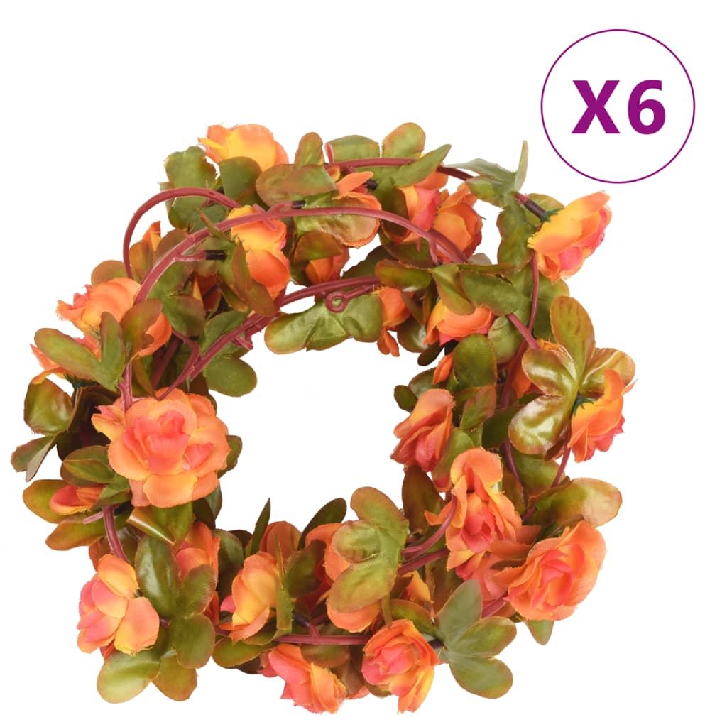 Christmas Flower Garlands 6 Pcs Spring Rose 250 Cm