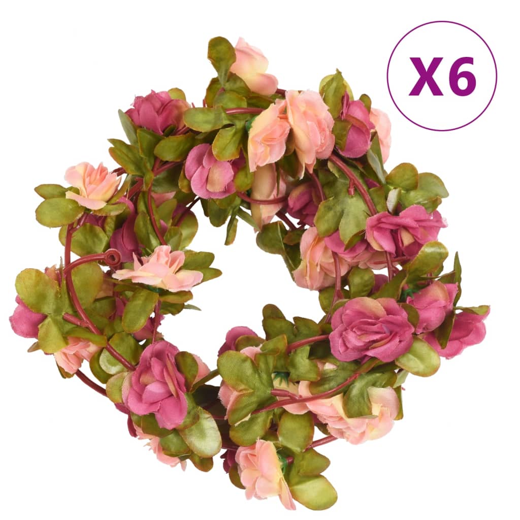 Christmas Flower Garlands 6 Pcs Spring Rose 250 Cm
