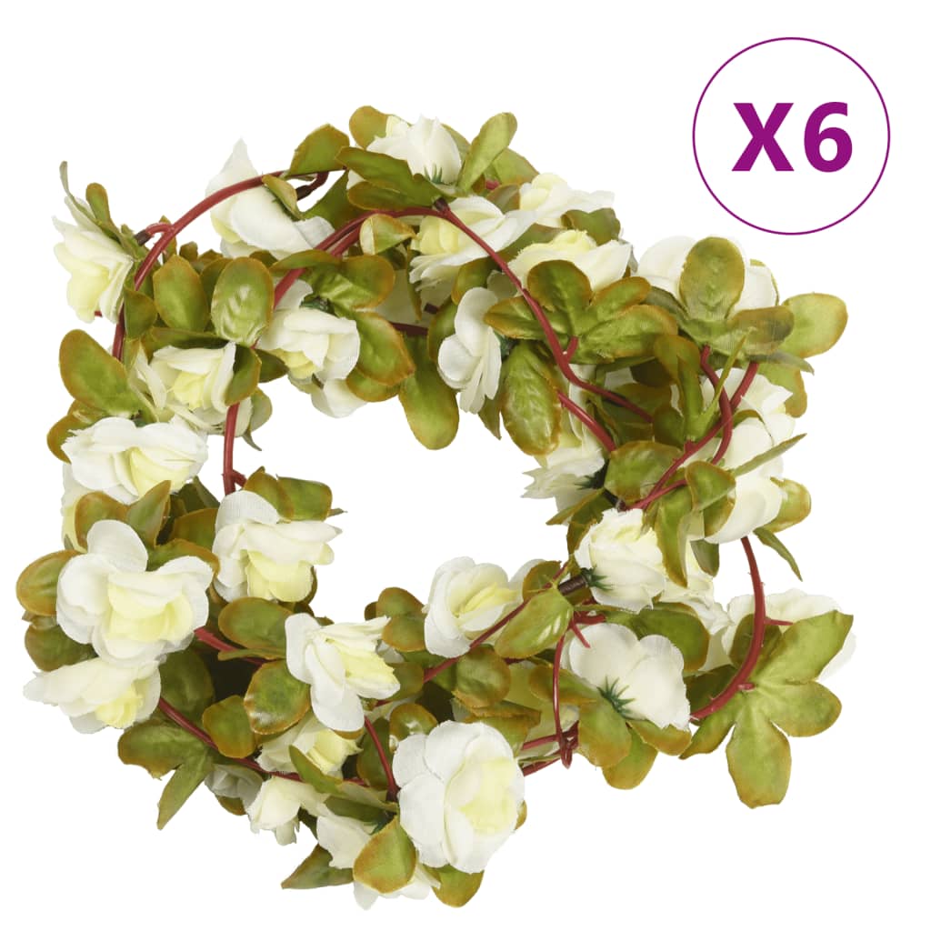 Christmas Flower Garlands 6 Pcs Spring Rose 250 Cm