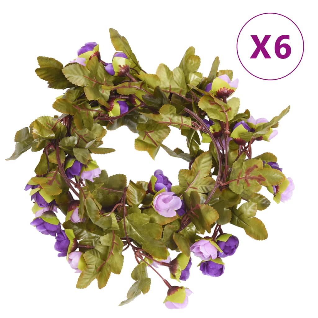 Christmas Flower Garlands 6 Pcs 215 Cm