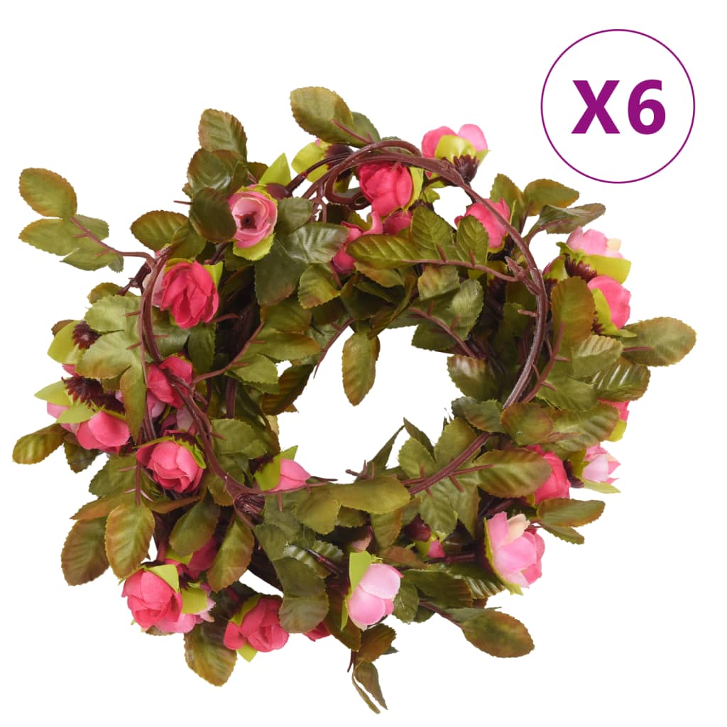 Christmas Flower Garlands 6 Pcs 215 Cm
