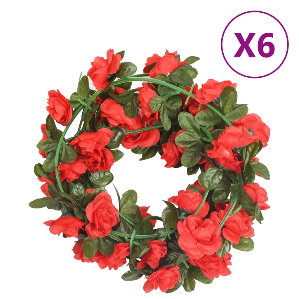 Christmas Flower Garlands 6 Pcs 240 Cm