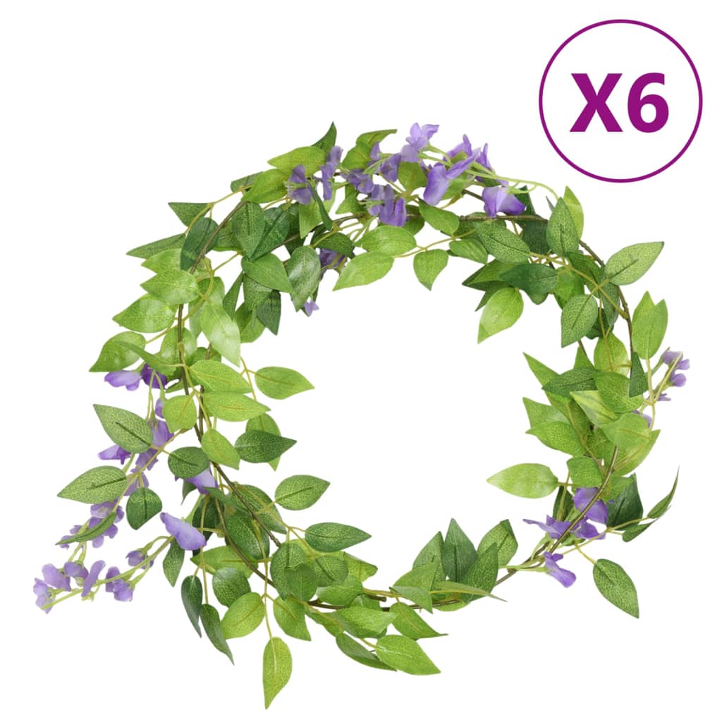 Christmas Flower Garlands 6 Pcs 200 Cm