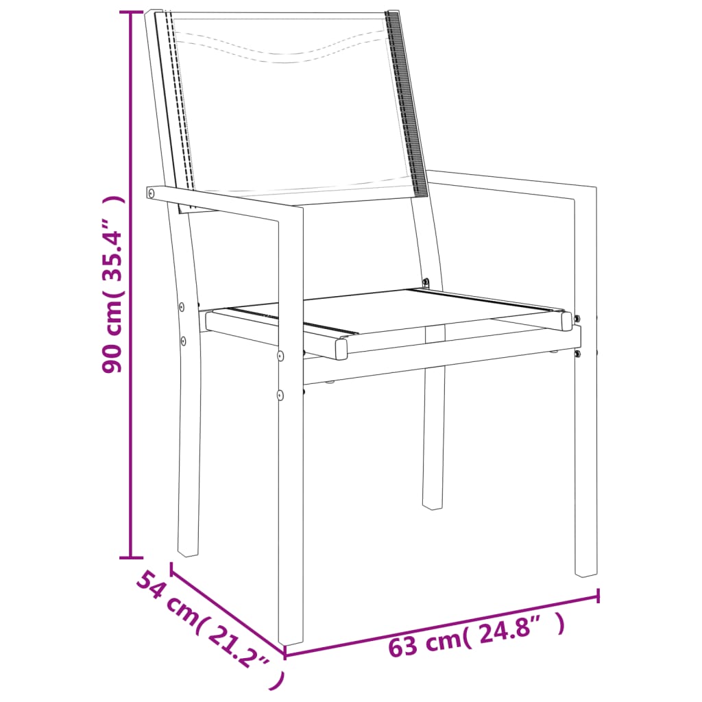 3 Piece Garden Dining Set Black Steel And Textilene