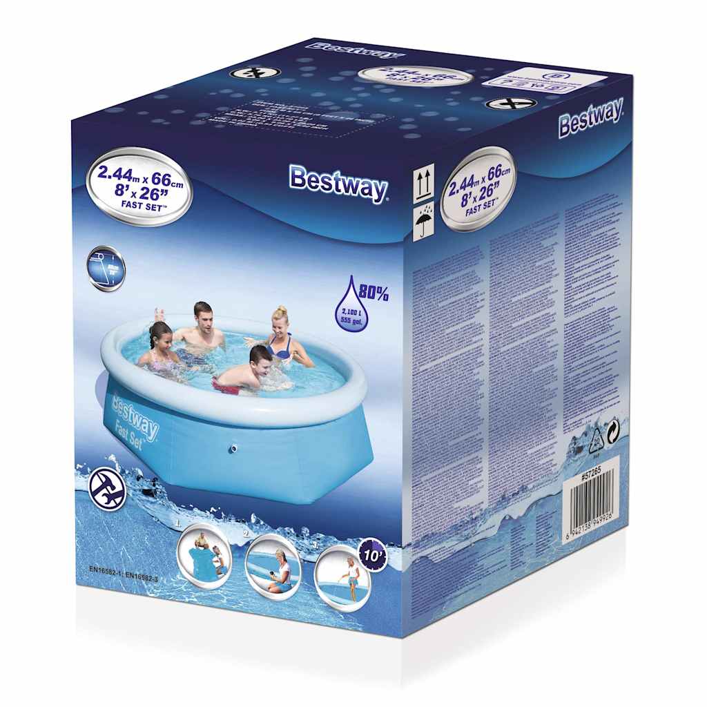 Bestway Fast Set Inflatable Swimming Pool Round 244X66 Cm 57265