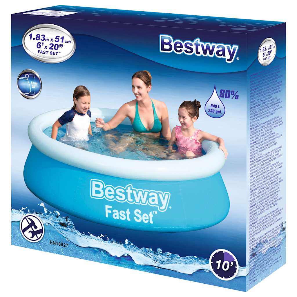 Bestway Fast Set Inflatable Pool Round 183X51 Cm Blue