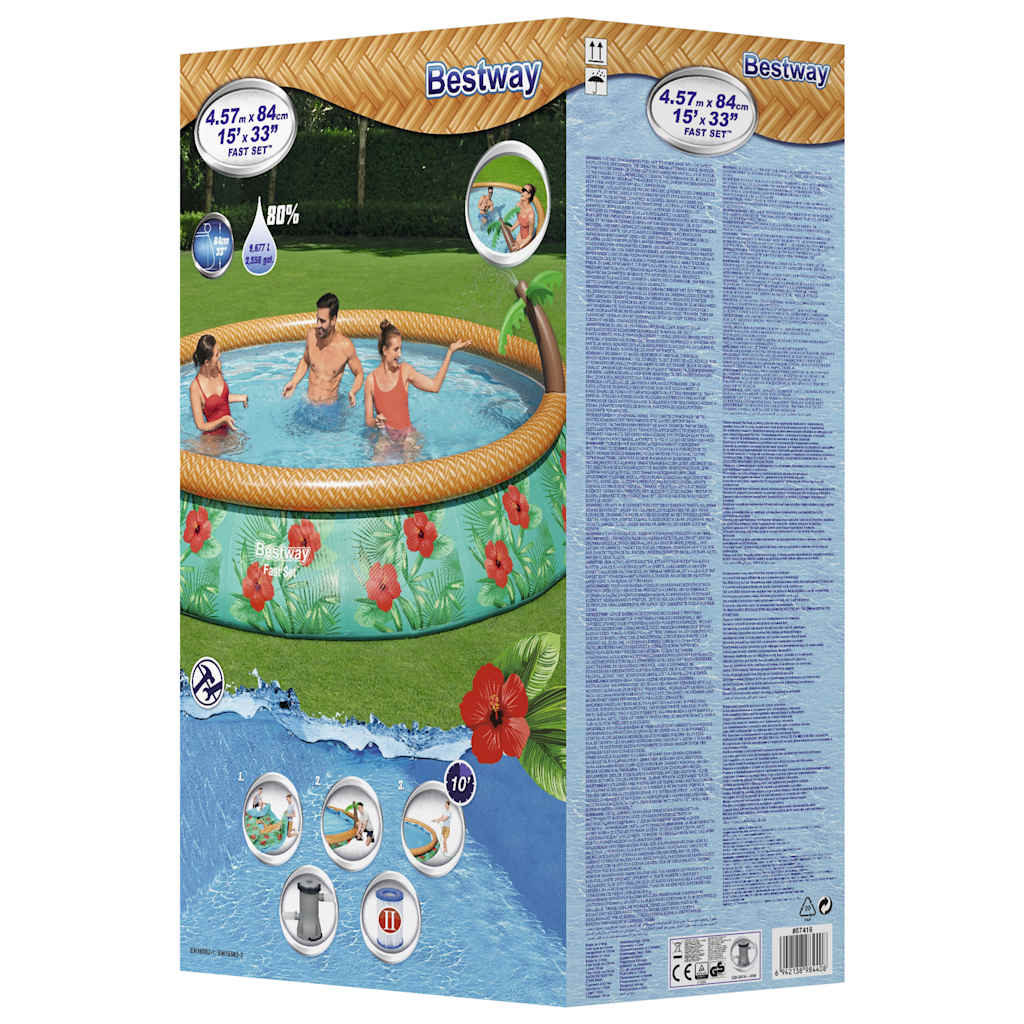 Bestway Fast Set Inflatable Paradise Palms Pool Set 457X84 Cm