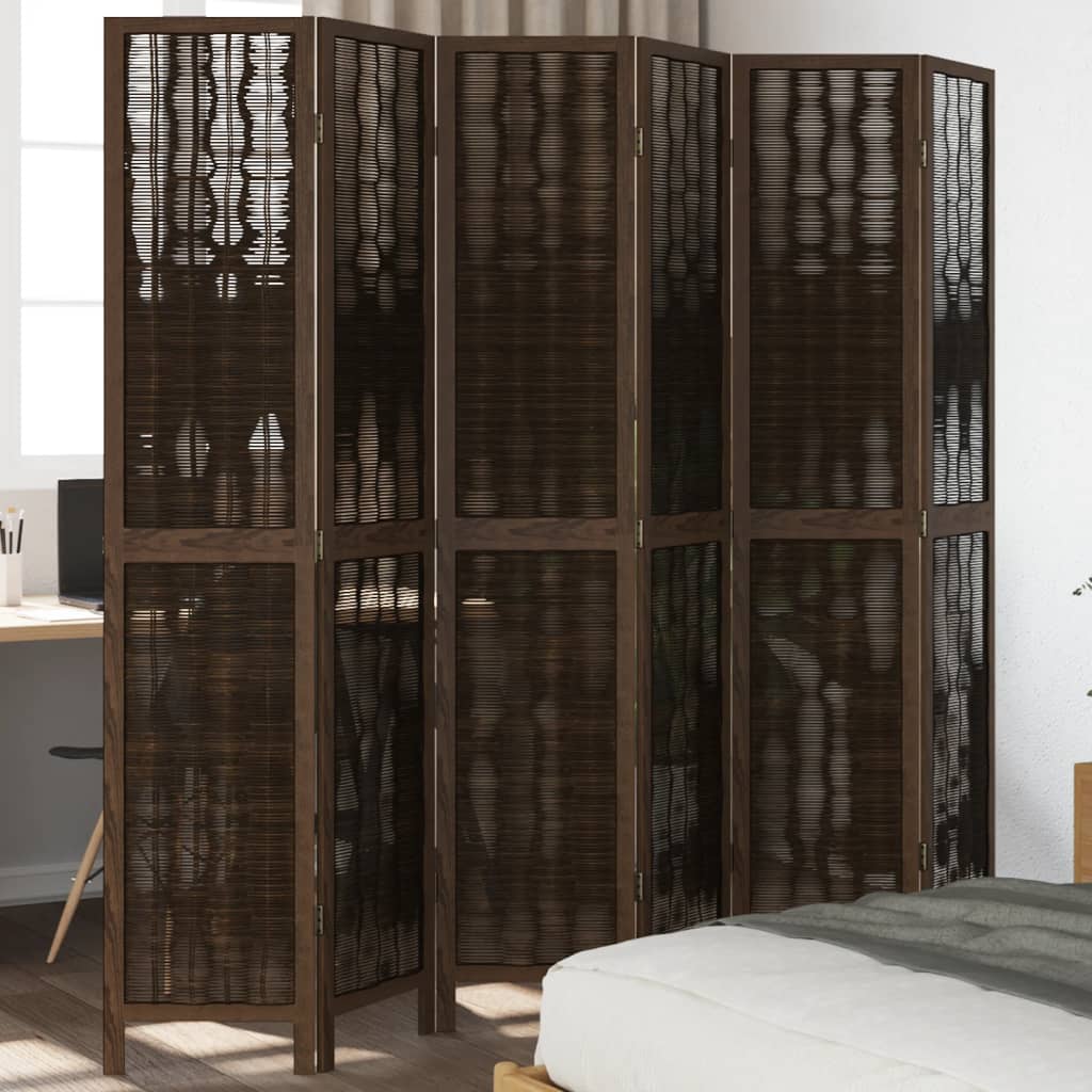 Room Divider 3 Panels Dark Brown Solid Wood Paulownia
