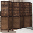 Room Divider 5 Panels Dark Brown Solid Wood Paulownia