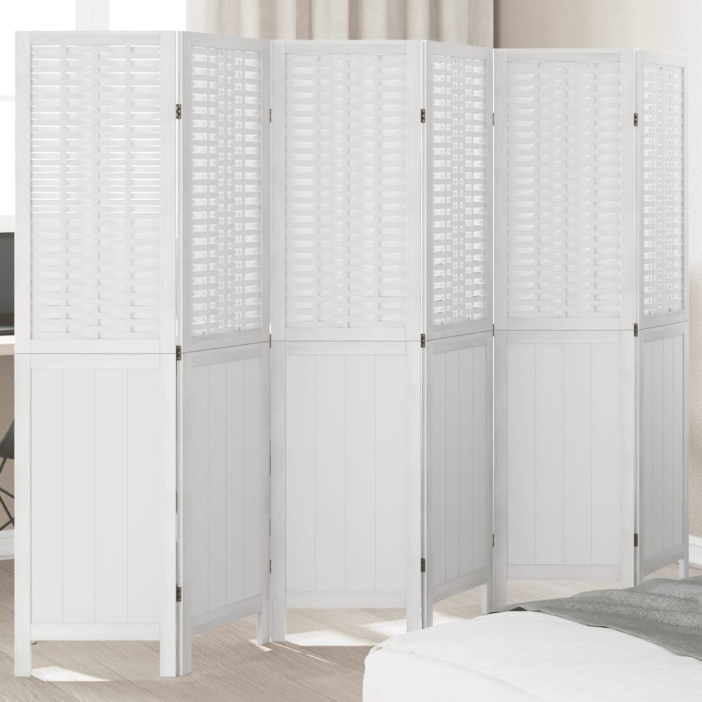 Room Divider 3 Panels White Solid Wood Paulownia