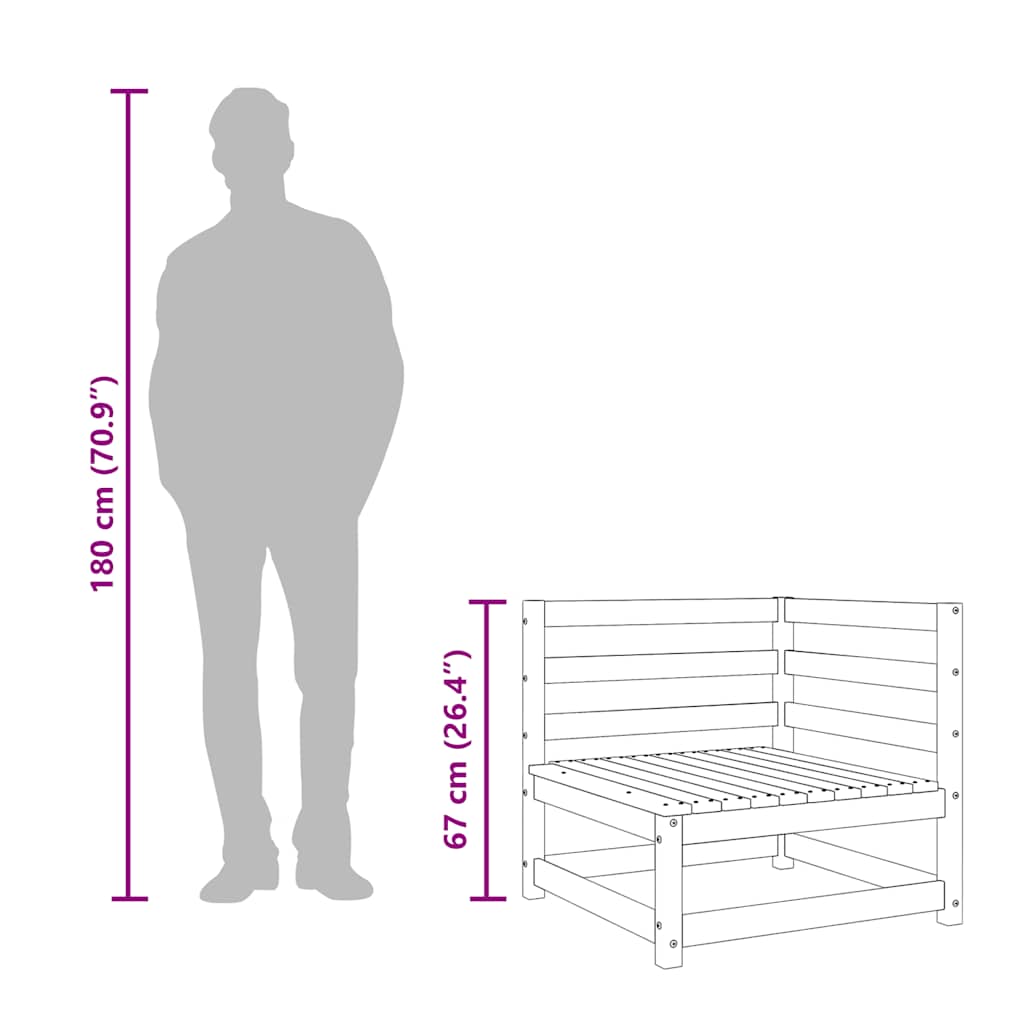 Garden Sofas Corner 2 Pcs 70X70X67 Cm Solid Wood Douglas