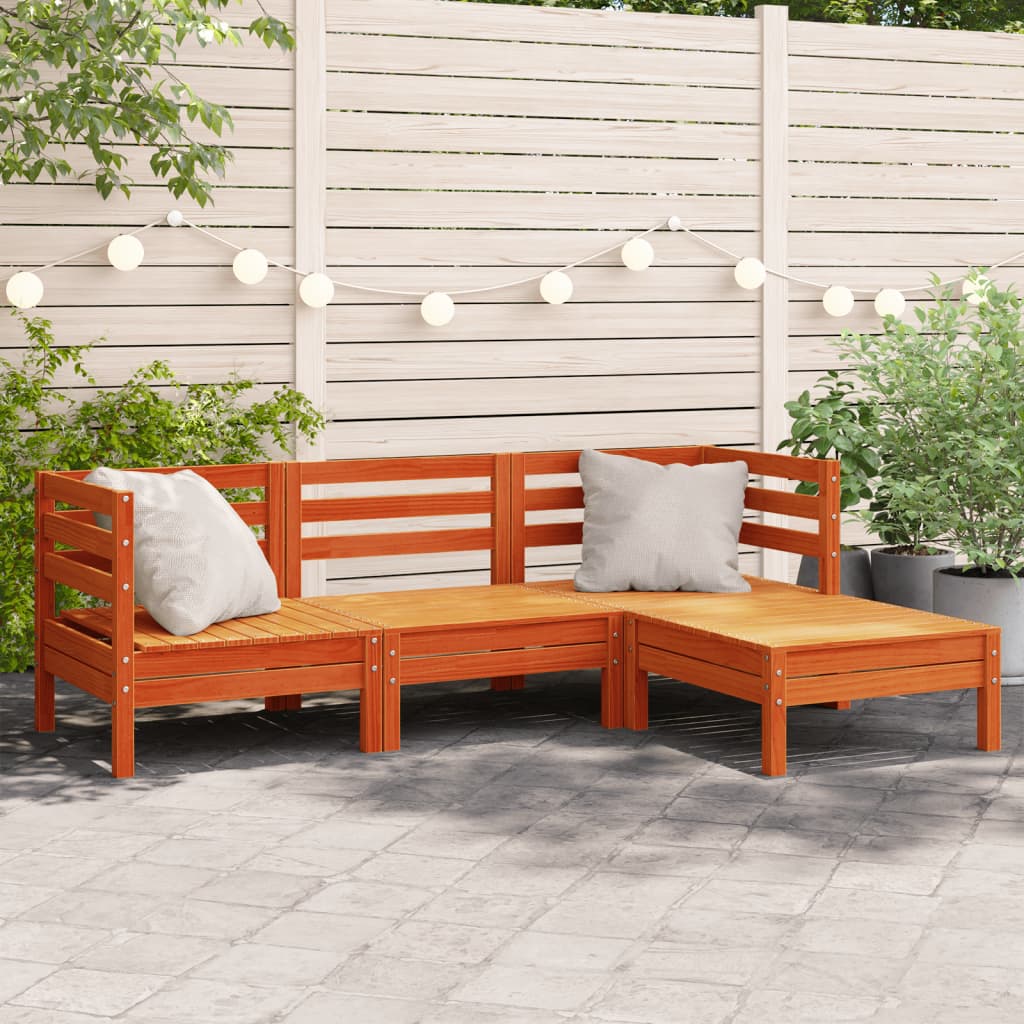 3 Piece Garden Lounge Set Solid Pinewood