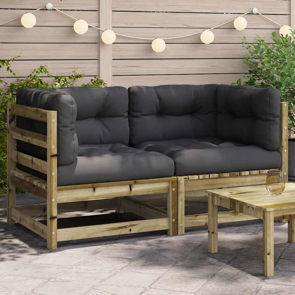 Garden Sofas Corner With Cushions 2 Pcs Solid Wood Douglas