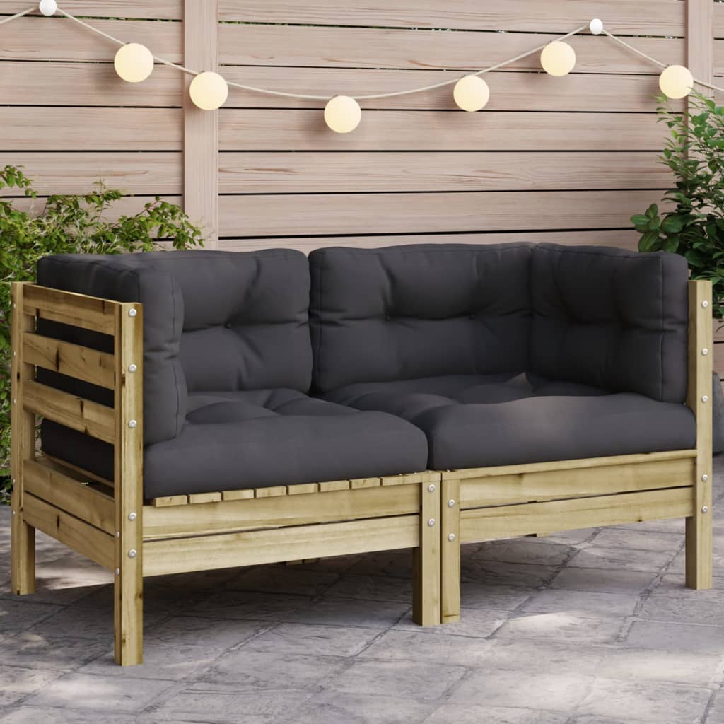 Garden Sofa Armless With Cushions Solid Wood Douglas