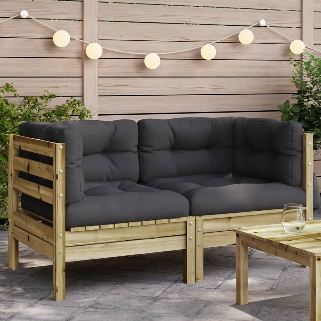 Garden Sofa Armless With Cushions Solid Wood Douglas