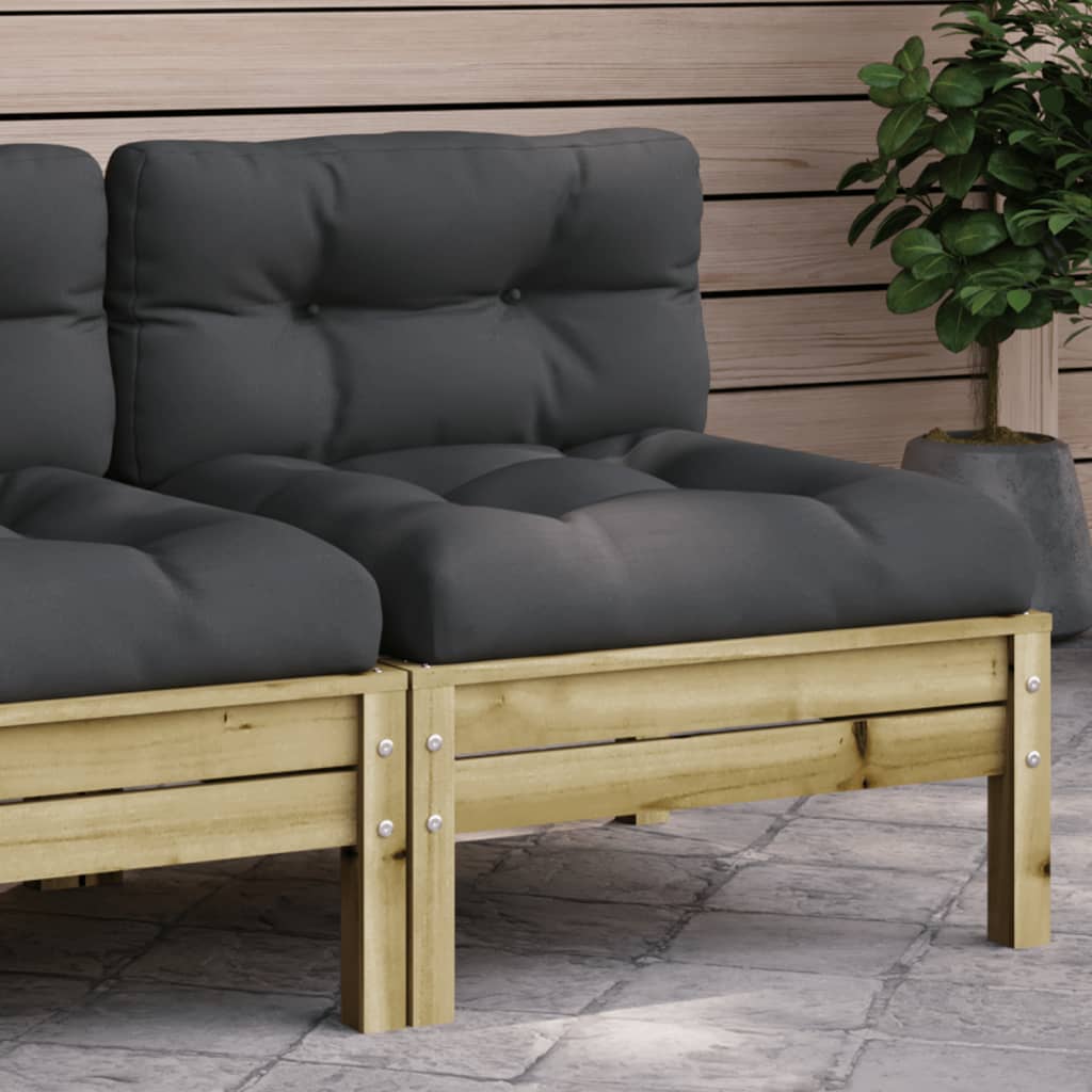 Garden Sofa Armless With Cushions Solid Wood Douglas