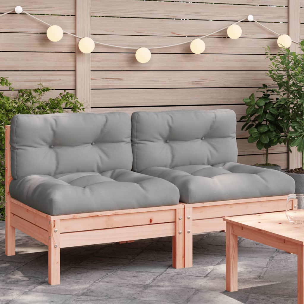 Garden Sofa Armless With Cushions Solid Wood Douglas