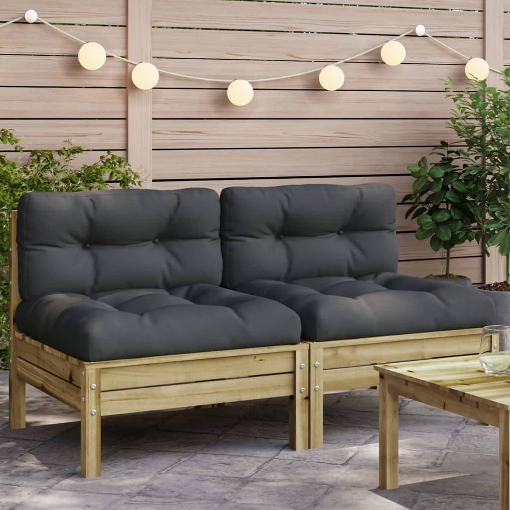 Garden Sofa Armless With Cushions Solid Wood Douglas