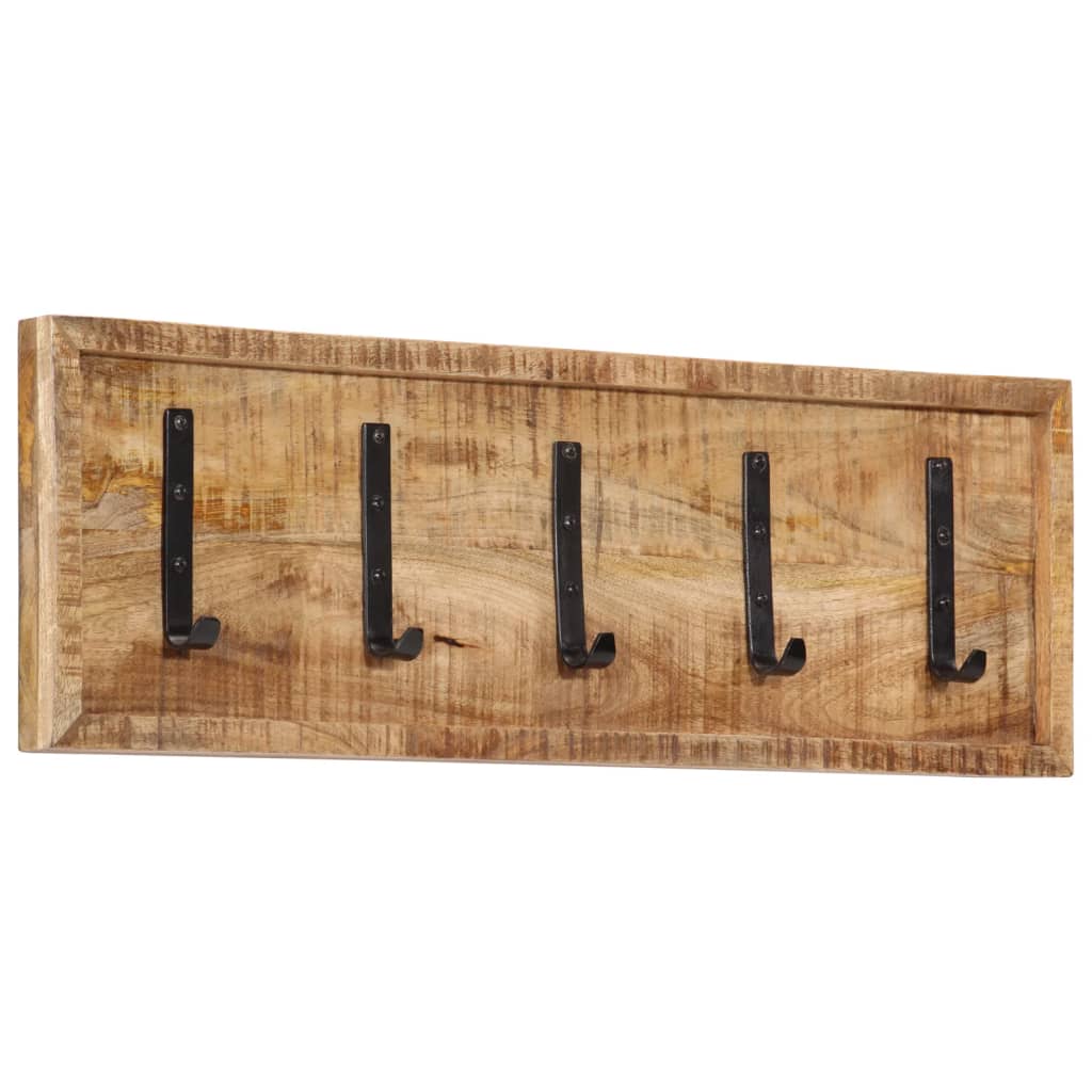 Wall-Mounted Coat Rack With 5 Hooks Solid Wood Mango