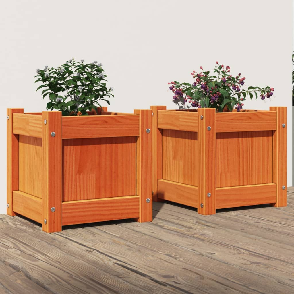 Garden Planters 2 Pcs Impregnated Wood Pine