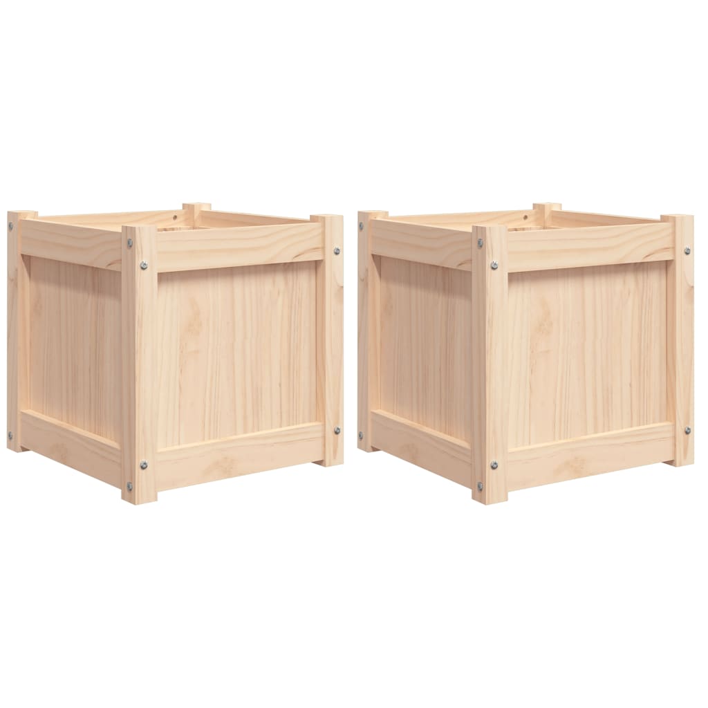 Garden Planters 2 Pcs Solid Wood Pine