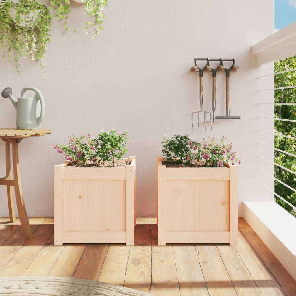 Garden Planters 2 Pcs Solid Wood Pine