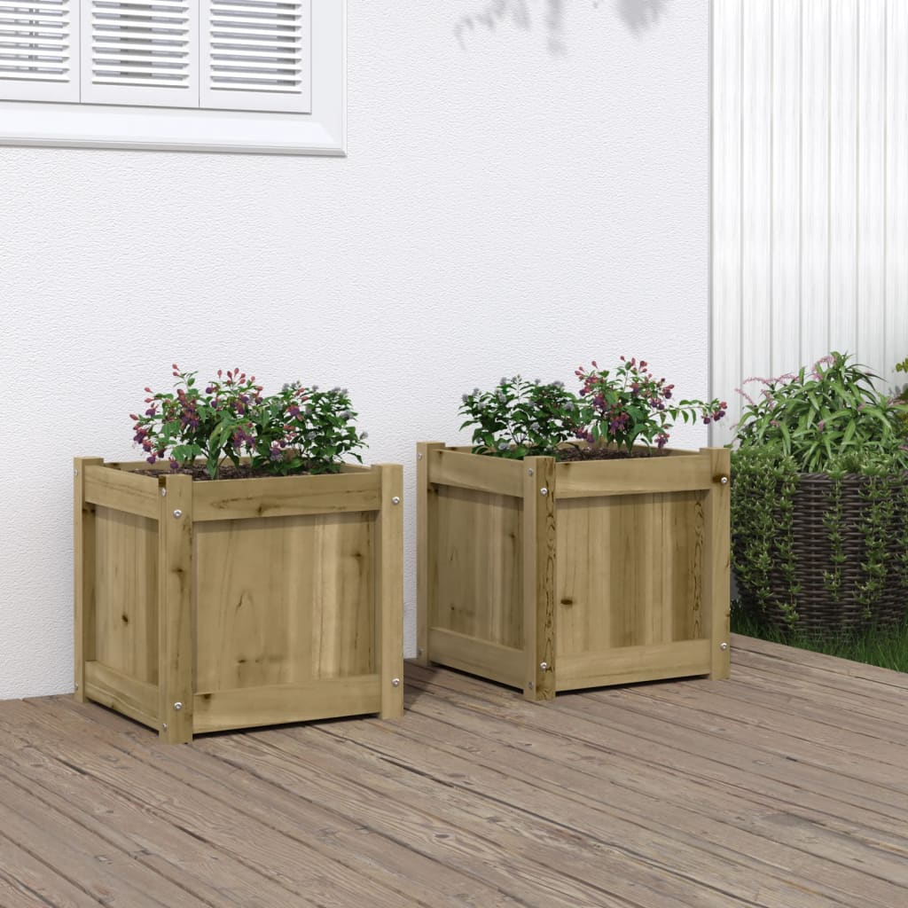 Garden Planters 2 Pcs Solid Wood Pine