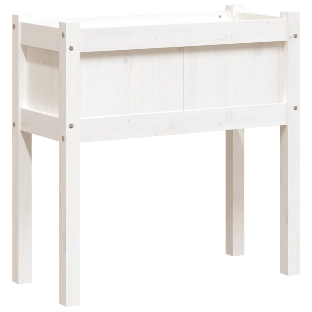Garden Planters 2 Pcs With Legs White Solid Wood Pine