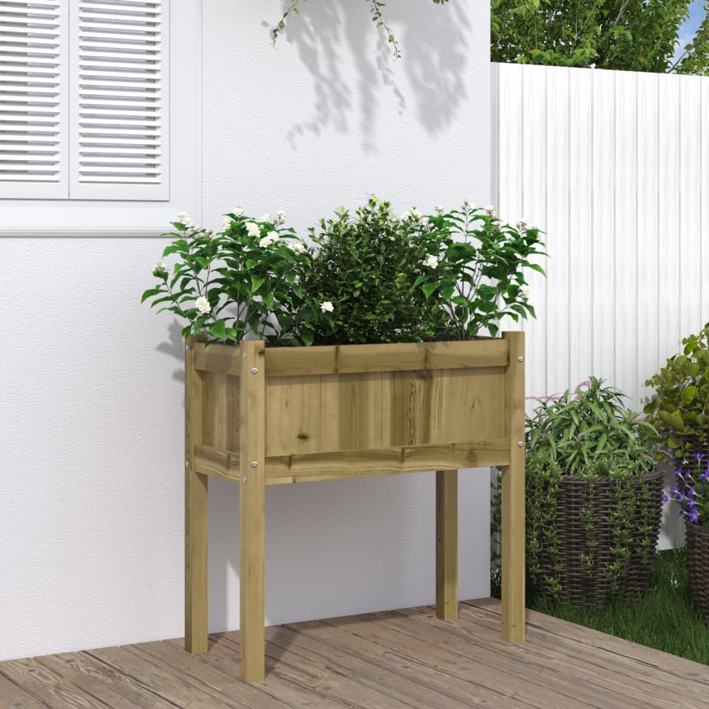 Garden Planters 2 Pcs With Legs White Solid Wood Pine