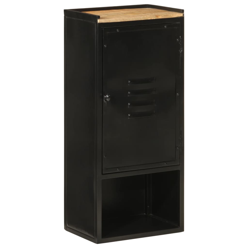 Bathroom Cabinet 40X27X90 Cm Iron And Solid Wood Mango