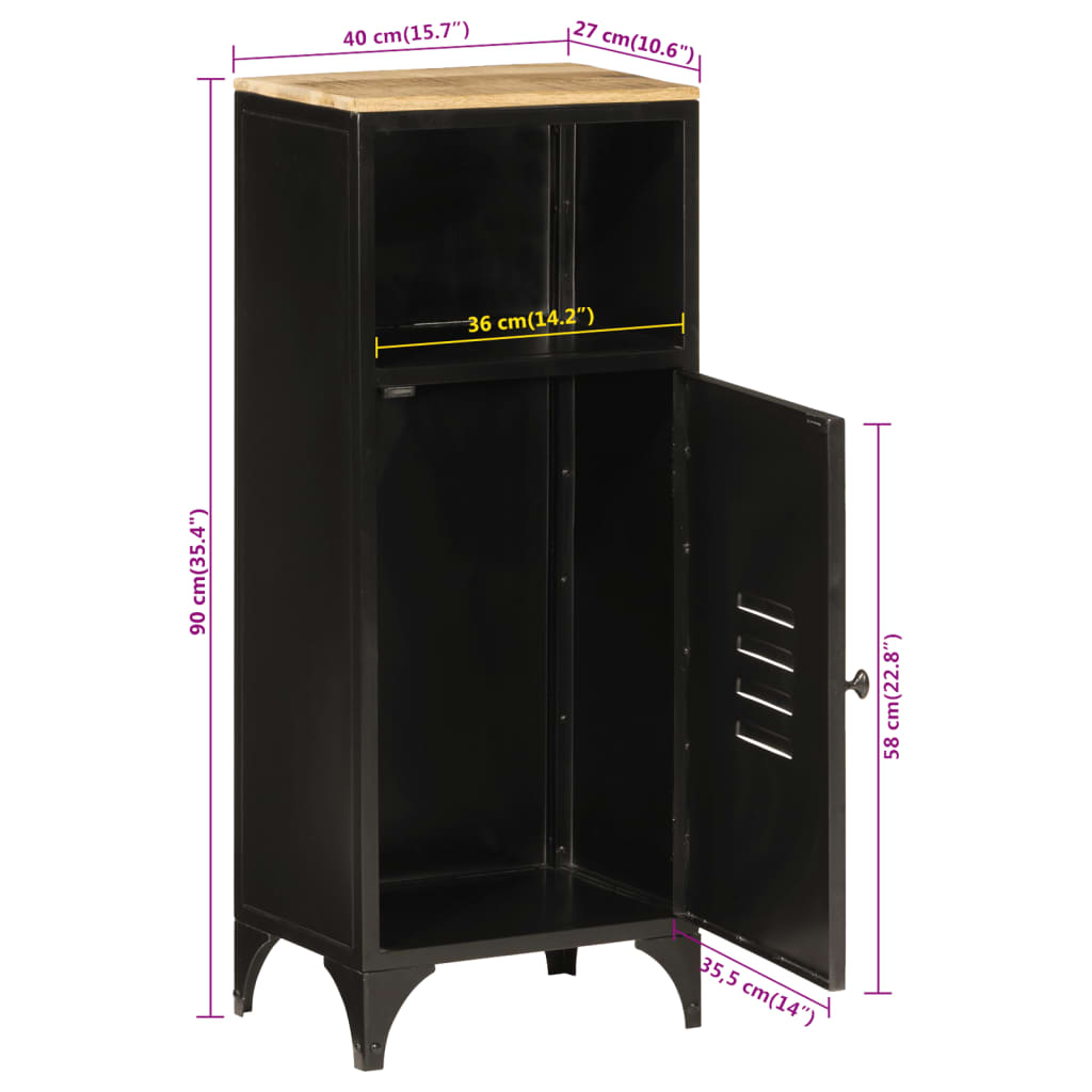 Bathroom Cabinet 40X27X90 Cm Iron And Solid Wood Mango