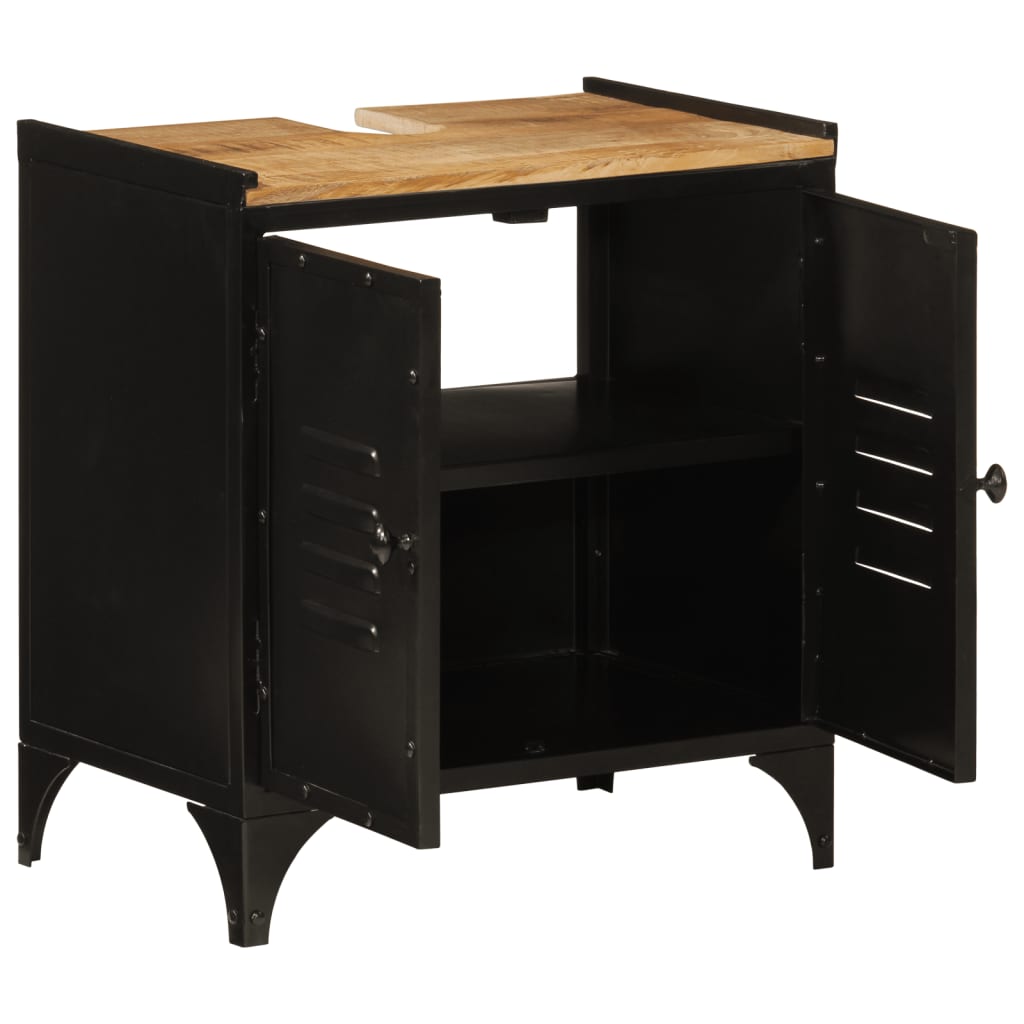 Bathroom Sink Cabinet 55X35X60 Cm Iron And Solid Wood Mango