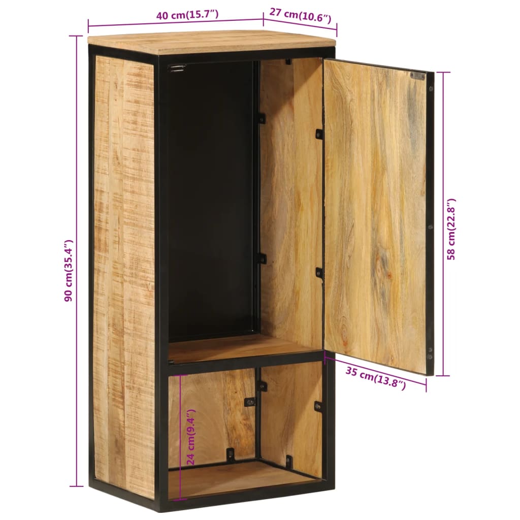 Bathroom Cabinet 40X27X90 Cm Solid Wood Mango And Iron