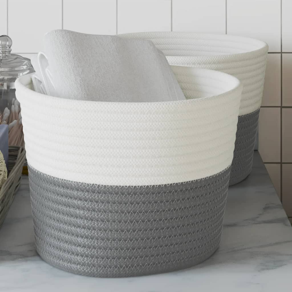 Storage Baskets 2 Pcs And White Ø24X18 Cm Cotton