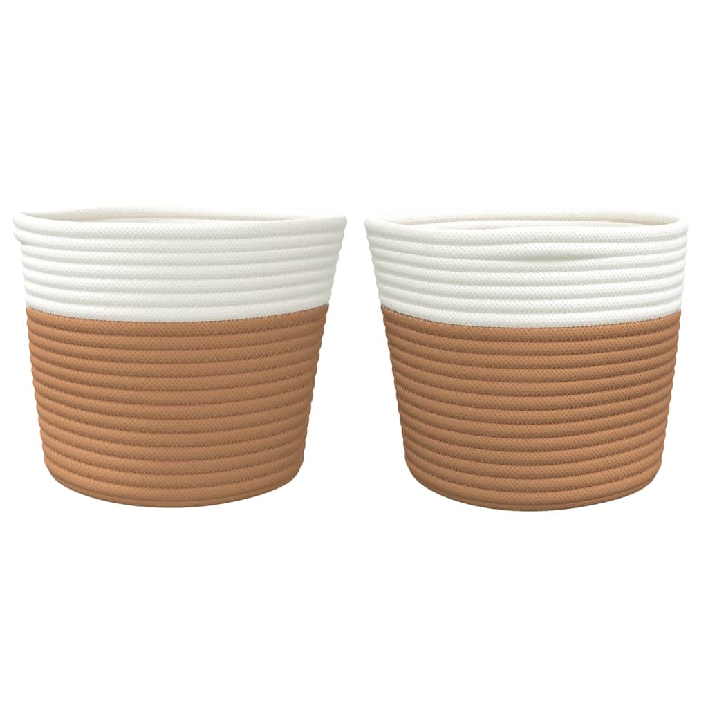 Storage Baskets 2 Pcs And White Ø24X18 Cm Cotton